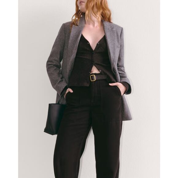 EVERLANE Women's The Utility Pant Size 2 Black Buttersoft Barrel Leg NWT - Picture 5 of 11